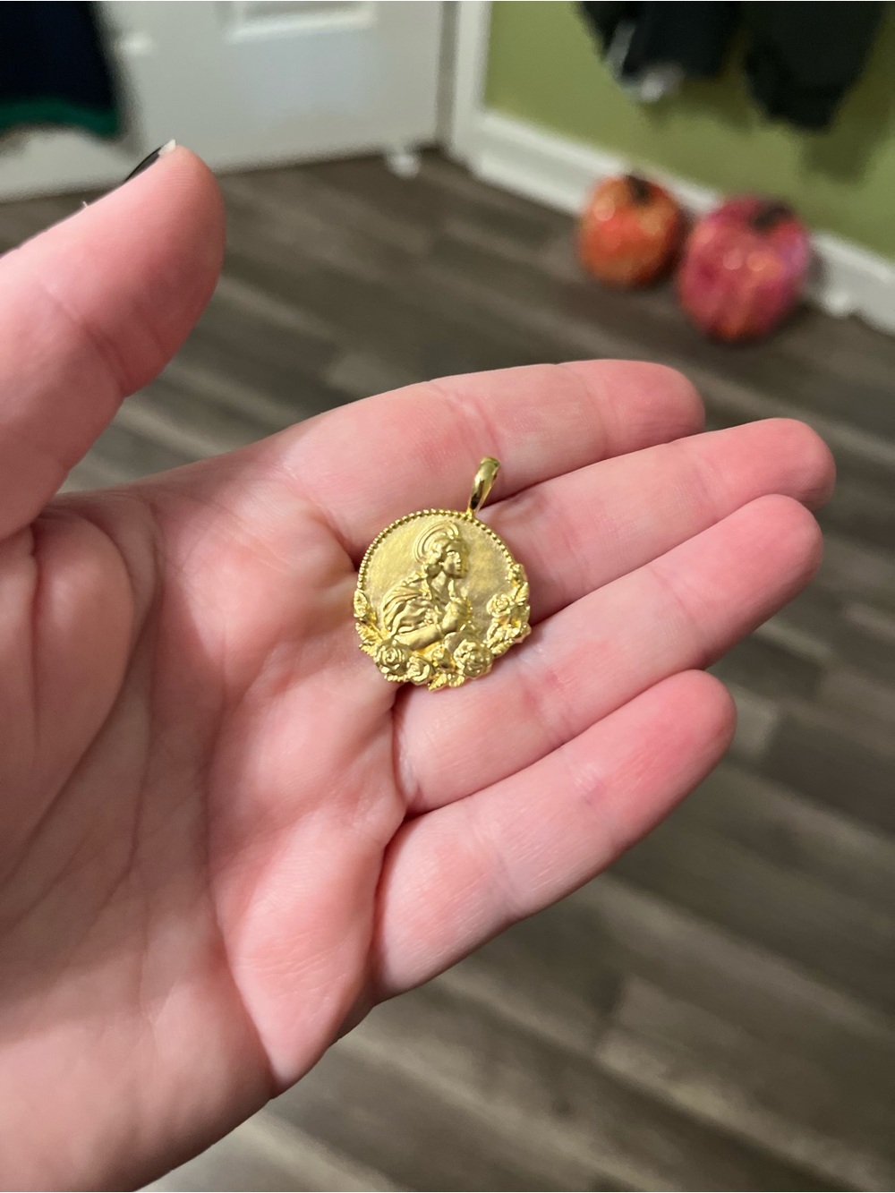 Awe Inspired Mary Magdalene Gold Plated Pendant - Picture 4 of 4